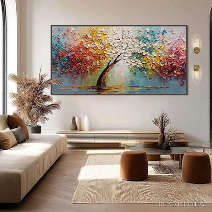 BUYARTVIEW Eternal Blossom – Colorful Textured Palette Knife Tree of Life Painting - image 6