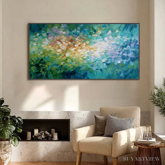 BUYARTVIEW Emerald Bloom – Colorful Textured Abstract Floral Palette Knife Painting - image 2