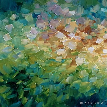 BUYARTVIEW Emerald Bloom – Colorful Textured Abstract Floral Palette Knife Painting - image 3