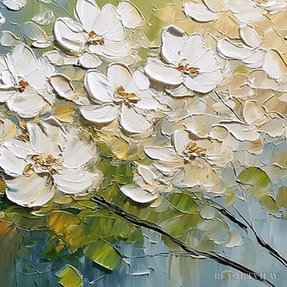 BUYARTVIEW Ivory Bloom – Textured White Floral Impasto Oil Paintinga - image 5