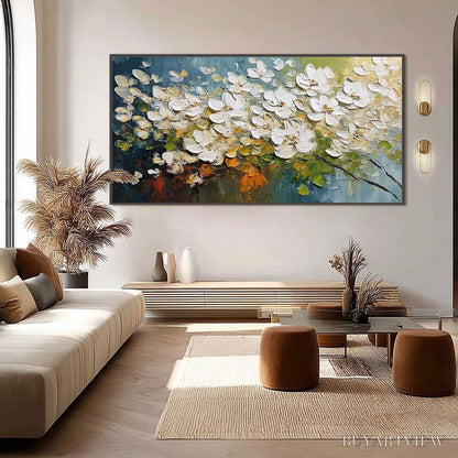 BUYARTVIEW Ivory Bloom – Textured White Floral Impasto Oil Paintinga - image 6