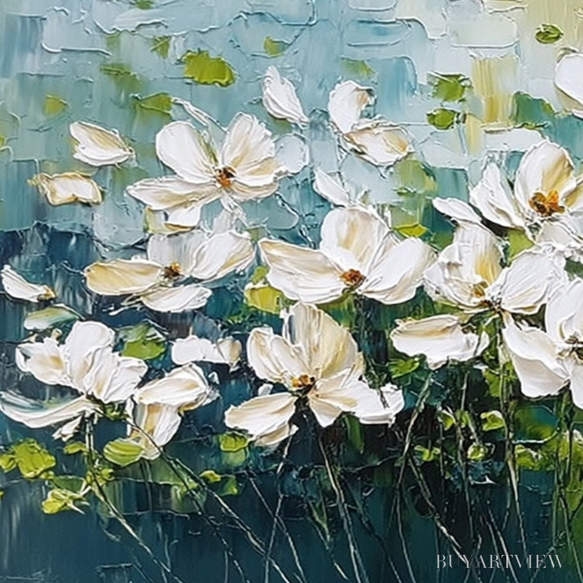 BUYARTVIEW Tuscan Bloom – Textured Palette Knife Floral Oil Painting - image 3