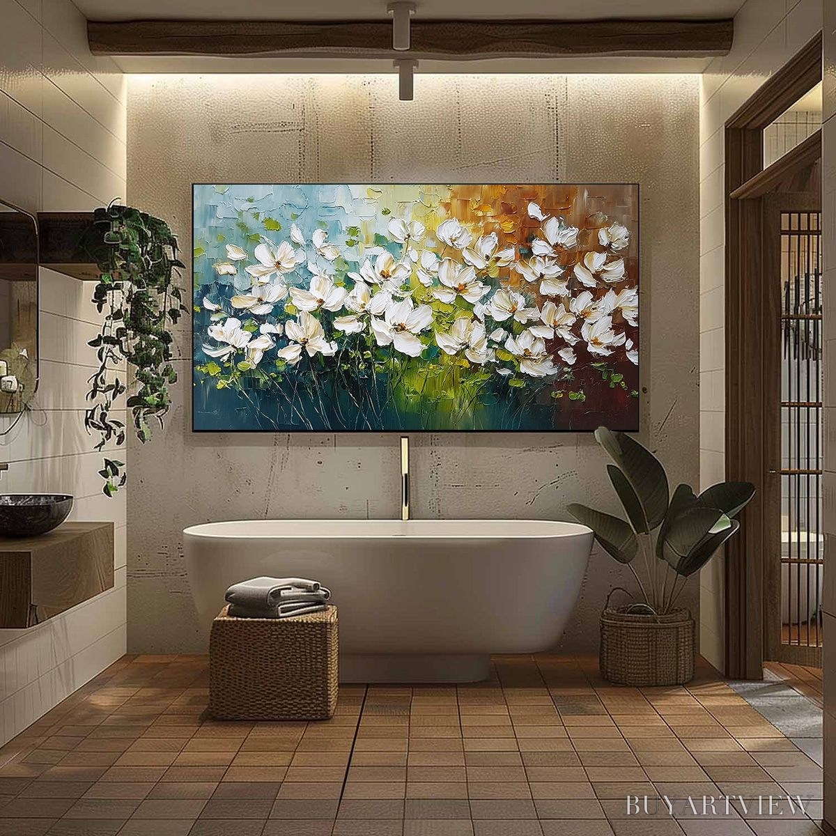BUYARTVIEW Tuscan Bloom – Textured Palette Knife Floral Oil Painting - image 6