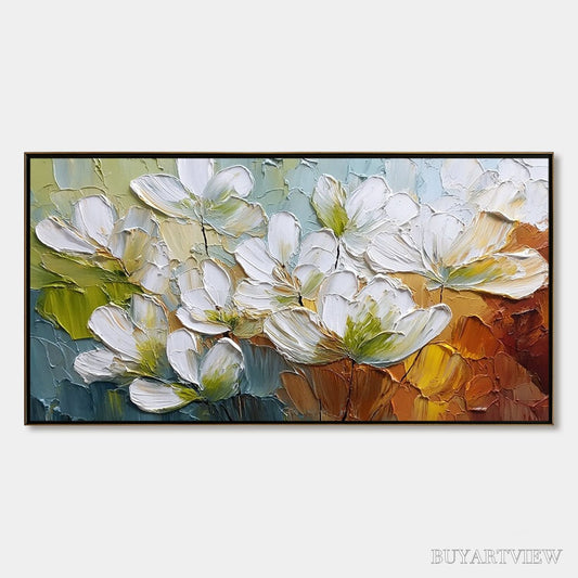 BUYARTVIEW Terra Flora – Textured Palette Knife Floral Impasto Oil Painting - image 1