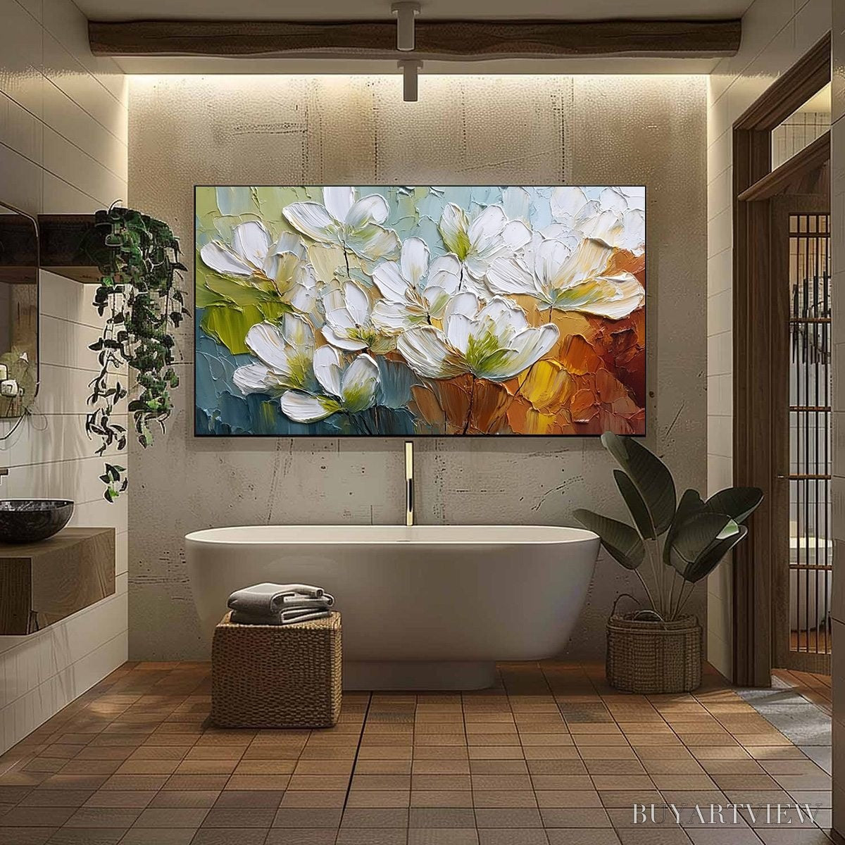 BUYARTVIEW Terra Flora – Textured Palette Knife Floral Impasto Oil Painting - image 6