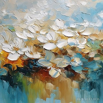 BUYARTVIEW Eternal Bloom – Textured Abstract White Floral Impasto Painting - image 3