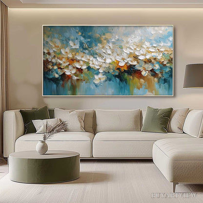 BUYARTVIEW Eternal Bloom – Textured Abstract White Floral Impasto Painting - image 4