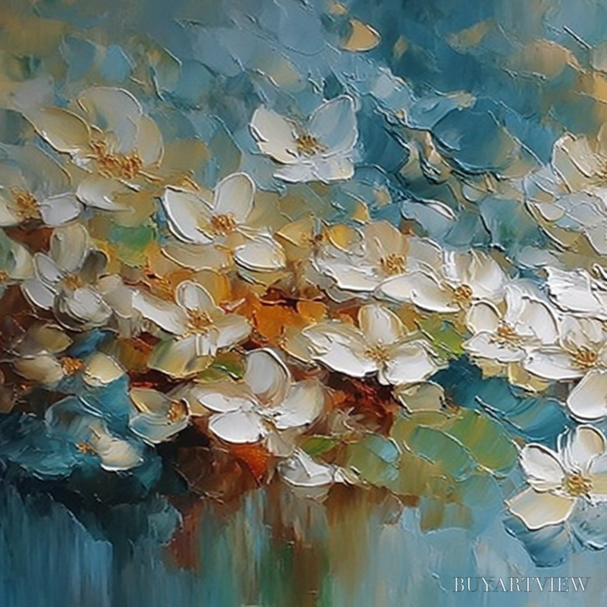 BUYARTVIEW Eternal Bloom – Textured Abstract White Floral Impasto Painting - image 5