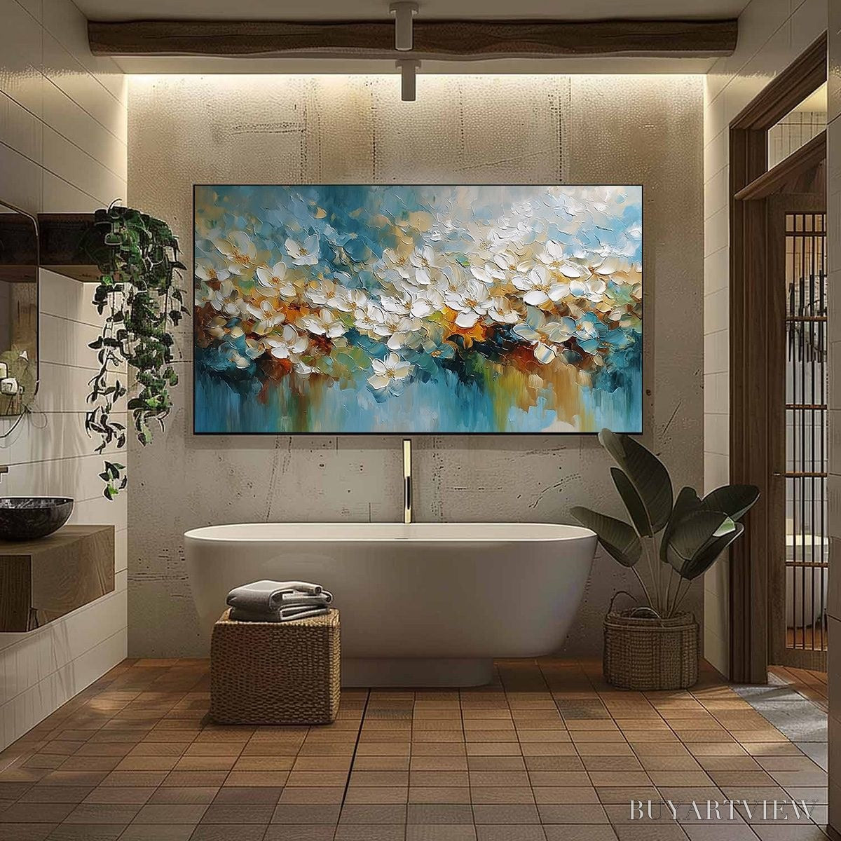 BUYARTVIEW Eternal Bloom – Textured Abstract White Floral Impasto Painting - image 6