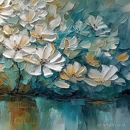 BUYARTVIEW Serene Blooms – Textured Floral Landscape Impasto Oil Painting - image 3