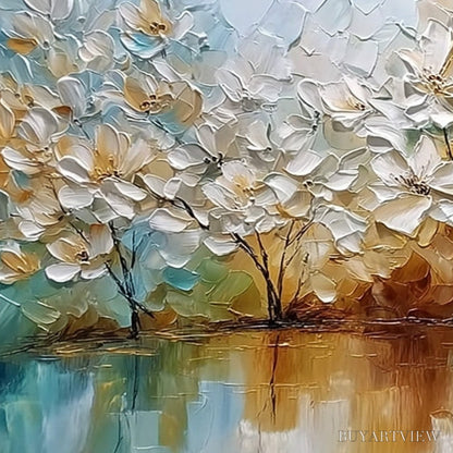 BUYARTVIEW Serene Blooms – Textured Floral Landscape Impasto Oil Painting - image 5