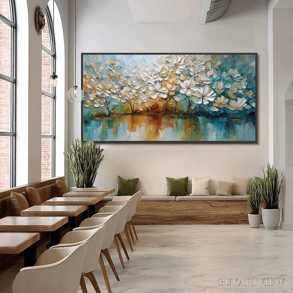 BUYARTVIEW Serene Blooms – Textured Floral Landscape Impasto Oil Painting - image 6