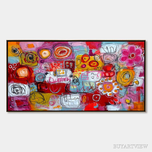 BUYARTVIEW Carnival of Colors – Large Colorful Abstract Painting for Modern Wall Decor - image 1
