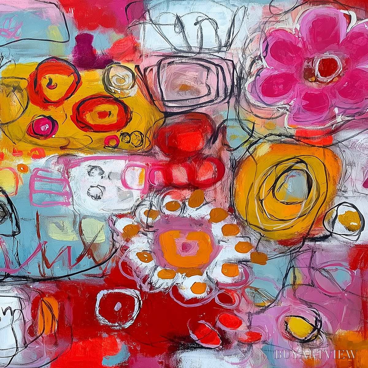 BUYARTVIEW Carnival of Colors – Large Colorful Abstract Painting for Modern Wall Decor - image 5