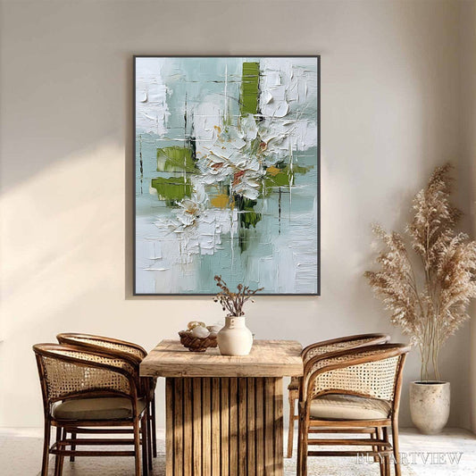 BUYARTVIEW Verdant Bloom – Heavily Textured Abstract Floral Impasto Painting - image 2