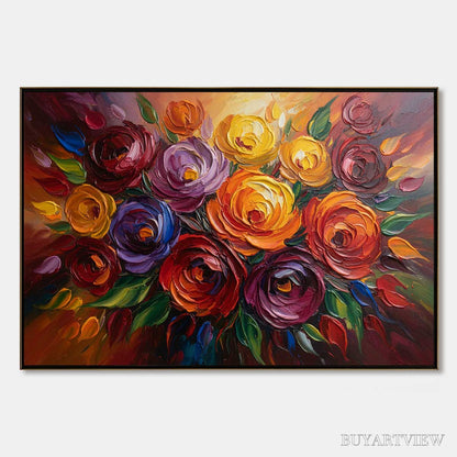 BUYARTVIEW Eternal Bloom – Colorful Textured Impasto Floral Oil Painting - image 1