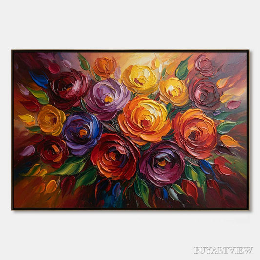 BUYARTVIEW Eternal Bloom – Colorful Textured Impasto Floral Oil Painting - image 1