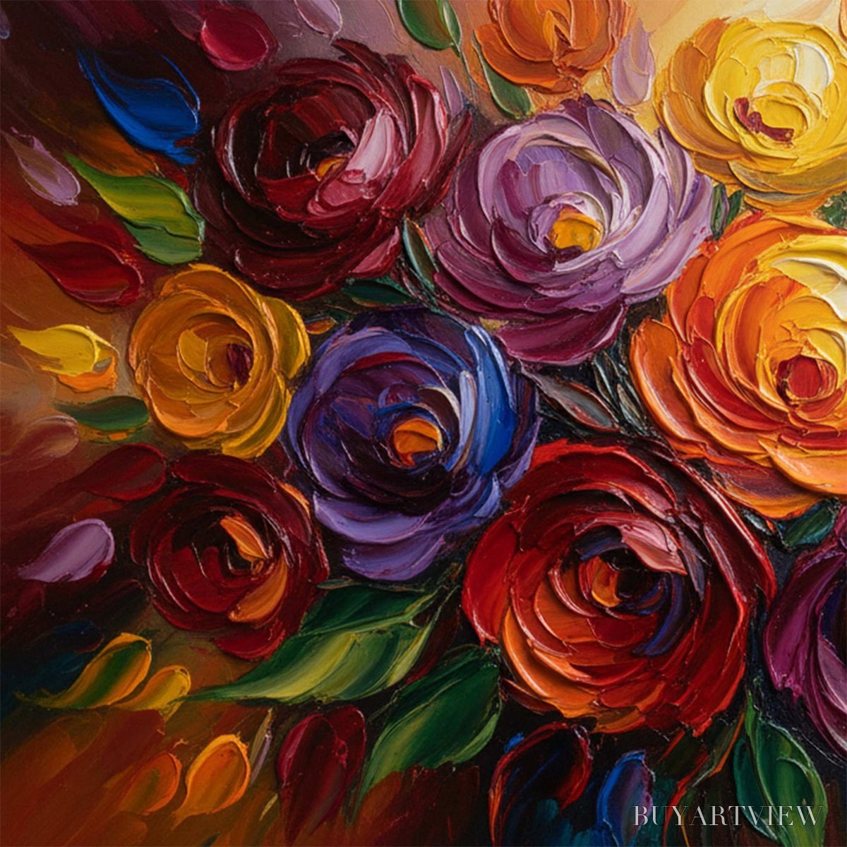 BUYARTVIEW Eternal Bloom – Colorful Textured Impasto Floral Oil Painting - image 3
