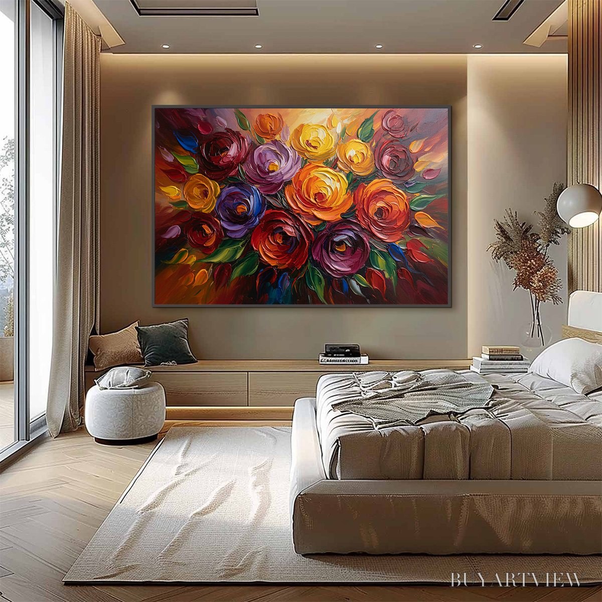 BUYARTVIEW Eternal Bloom – Colorful Textured Impasto Floral Oil Painting - image 4