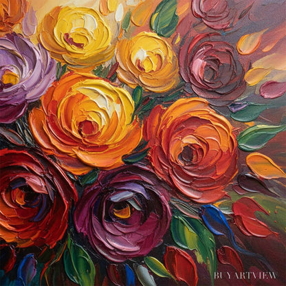 BUYARTVIEW Eternal Bloom – Colorful Textured Impasto Floral Oil Painting - image 5
