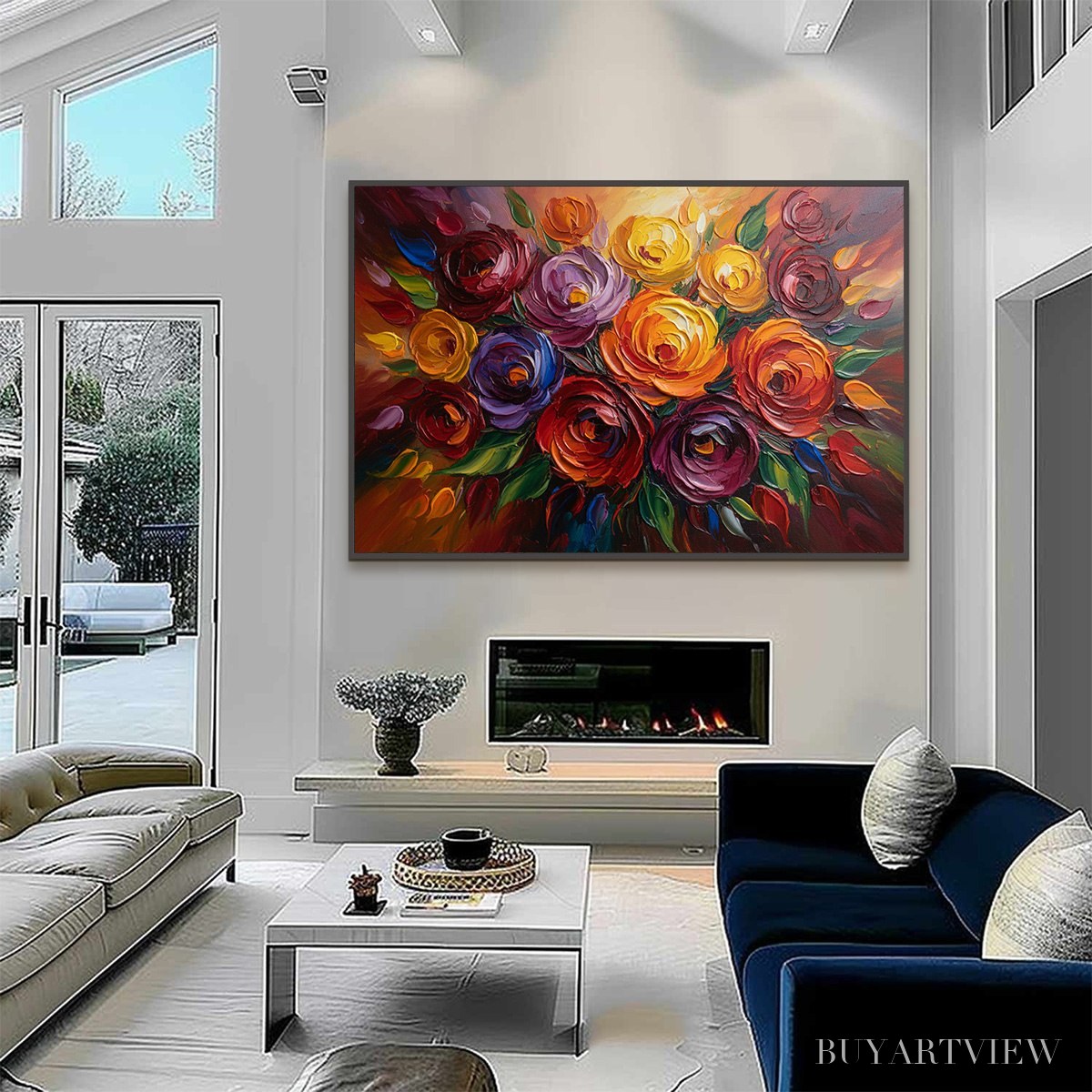 BUYARTVIEW Eternal Bloom – Colorful Textured Impasto Floral Oil Painting - image 6