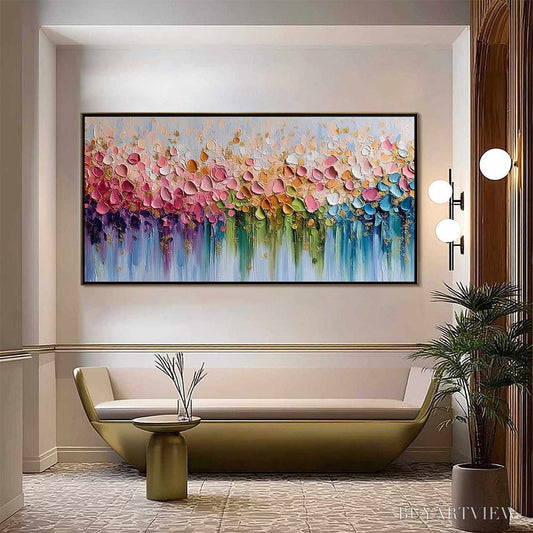 BUYARTVIEW Chromatic Bloom – Colorful Abstract Floral Impasto Palette Knife Painting - image 2