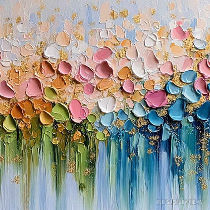 BUYARTVIEW Chromatic Bloom – Colorful Abstract Floral Impasto Palette Knife Painting - image 3