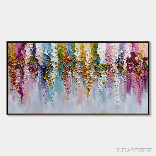 BUYARTVIEW Floral Cascade Heavy Texture Abstract Floral Oil Painting - image 1