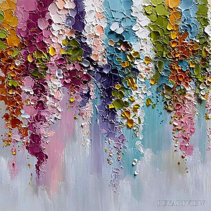 BUYARTVIEW Floral Cascade Heavy Texture Abstract Floral Oil Painting - image 3
