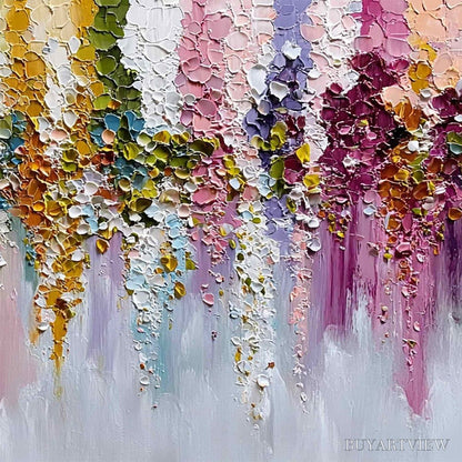 BUYARTVIEW Floral Cascade Heavy Texture Abstract Floral Oil Painting - image 5