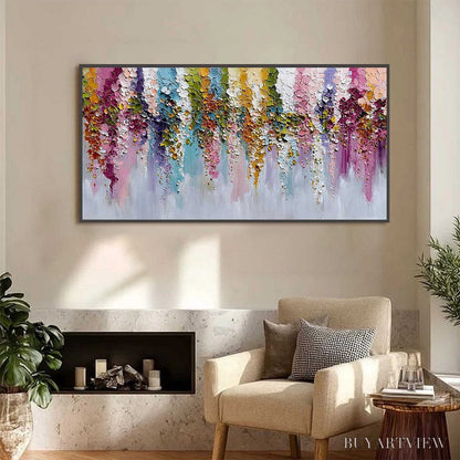 BUYARTVIEW Floral Cascade Heavy Texture Abstract Floral Oil Painting - image 6