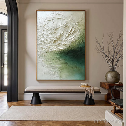 BUYARTVIEW Emerald Bloom – Textured Wabi Sabi Floral Abstract - image 4