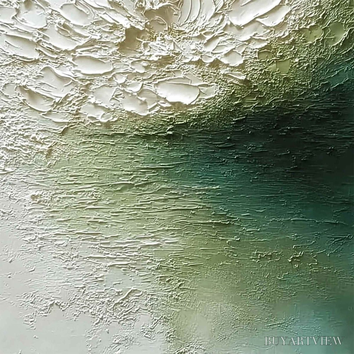 BUYARTVIEW Emerald Bloom – Textured Wabi Sabi Floral Abstract - image 5