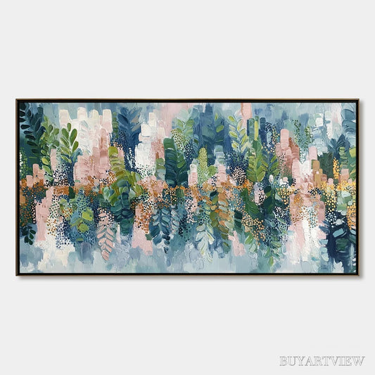 BUYARTVIEW Verdant Sanctuary – Colorful Abstract Botanical Textured Painting - image 1