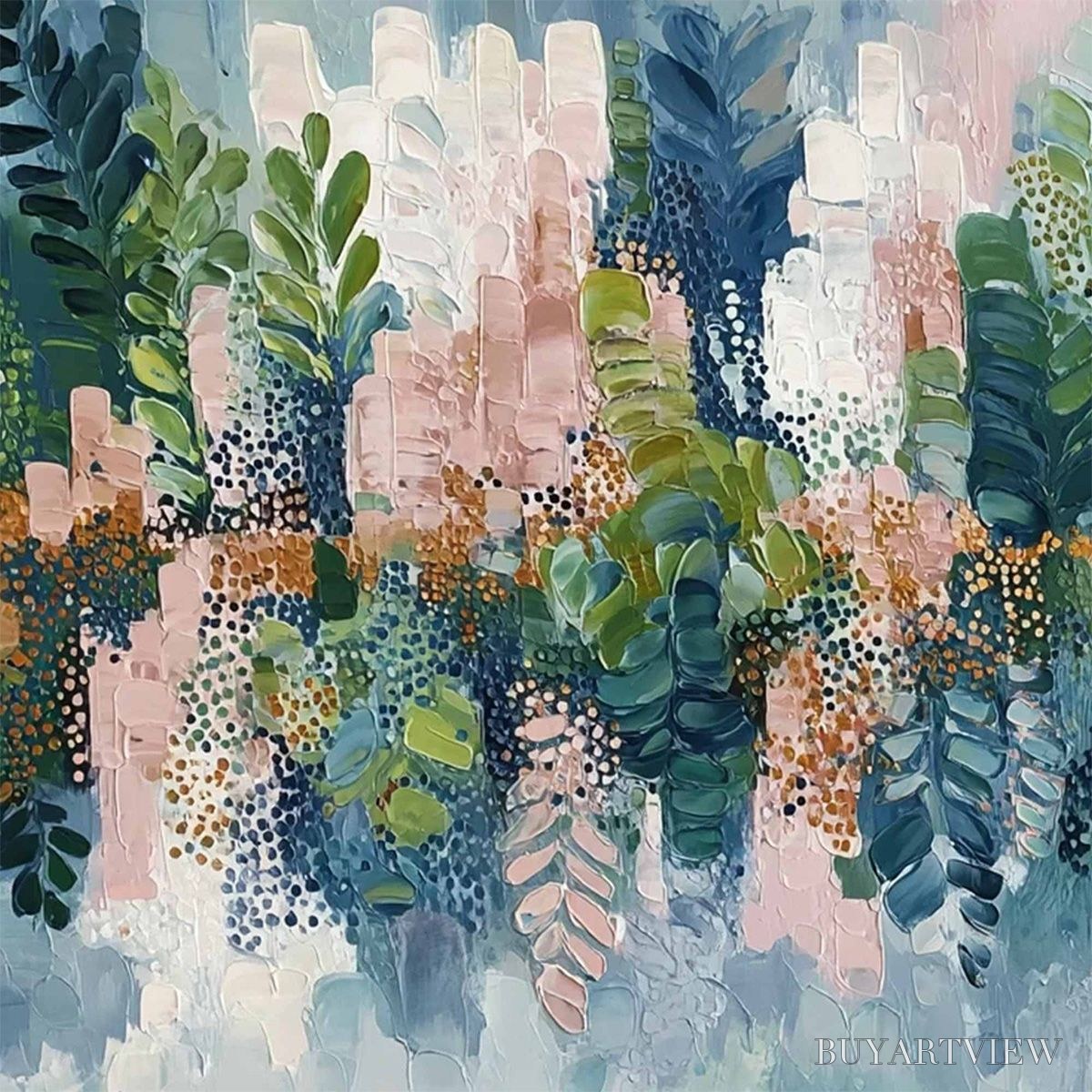 BUYARTVIEW Verdant Sanctuary – Colorful Abstract Botanical Textured Painting - image 3
