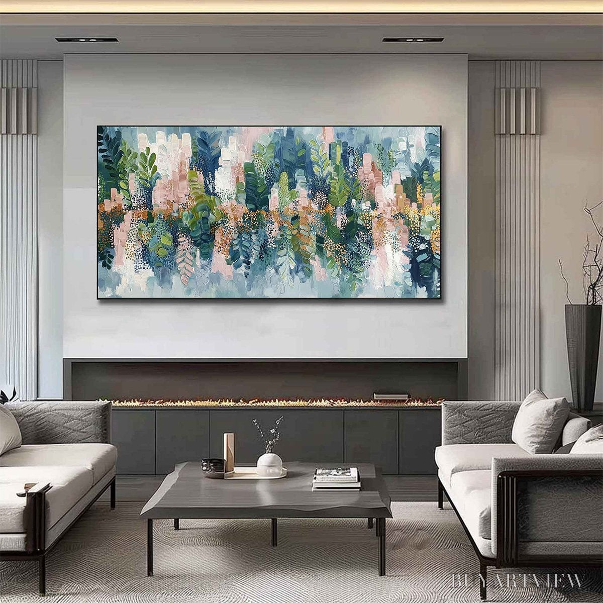 BUYARTVIEW Verdant Sanctuary – Colorful Abstract Botanical Textured Painting - image 4