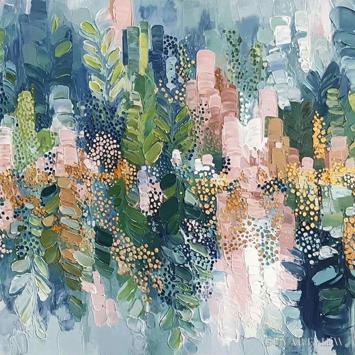 BUYARTVIEW Verdant Sanctuary – Colorful Abstract Botanical Textured Painting - image 5