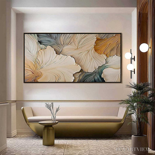 BUYARTVIEW Petal Whispers – Textured Wabi Sabi Abstract Leaf Painting - image 2
