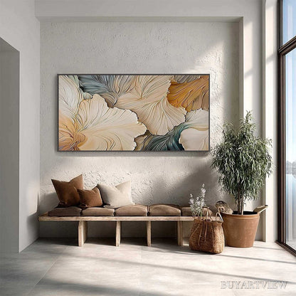 BUYARTVIEW Petal Whispers – Textured Wabi Sabi Abstract Leaf Painting - image 4