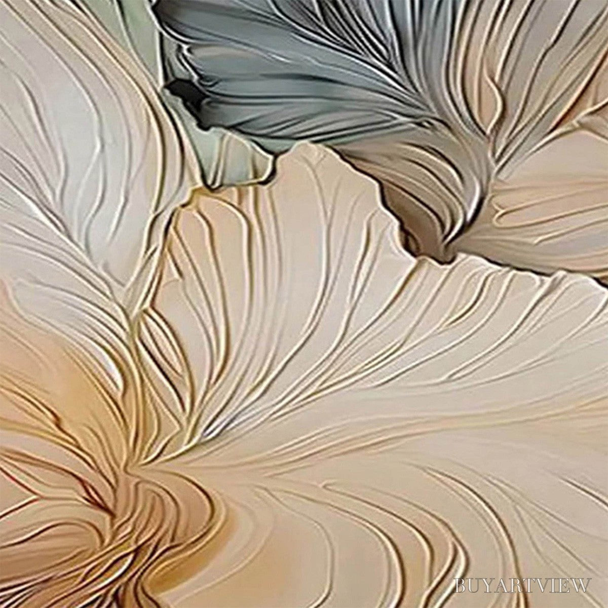 BUYARTVIEW Petal Whispers – Textured Wabi Sabi Abstract Leaf Painting - image 5