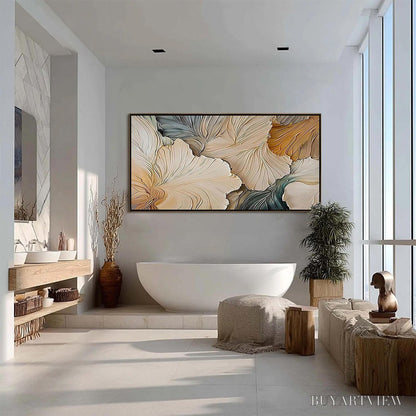 BUYARTVIEW Petal Whispers – Textured Wabi Sabi Abstract Leaf Painting - image 6