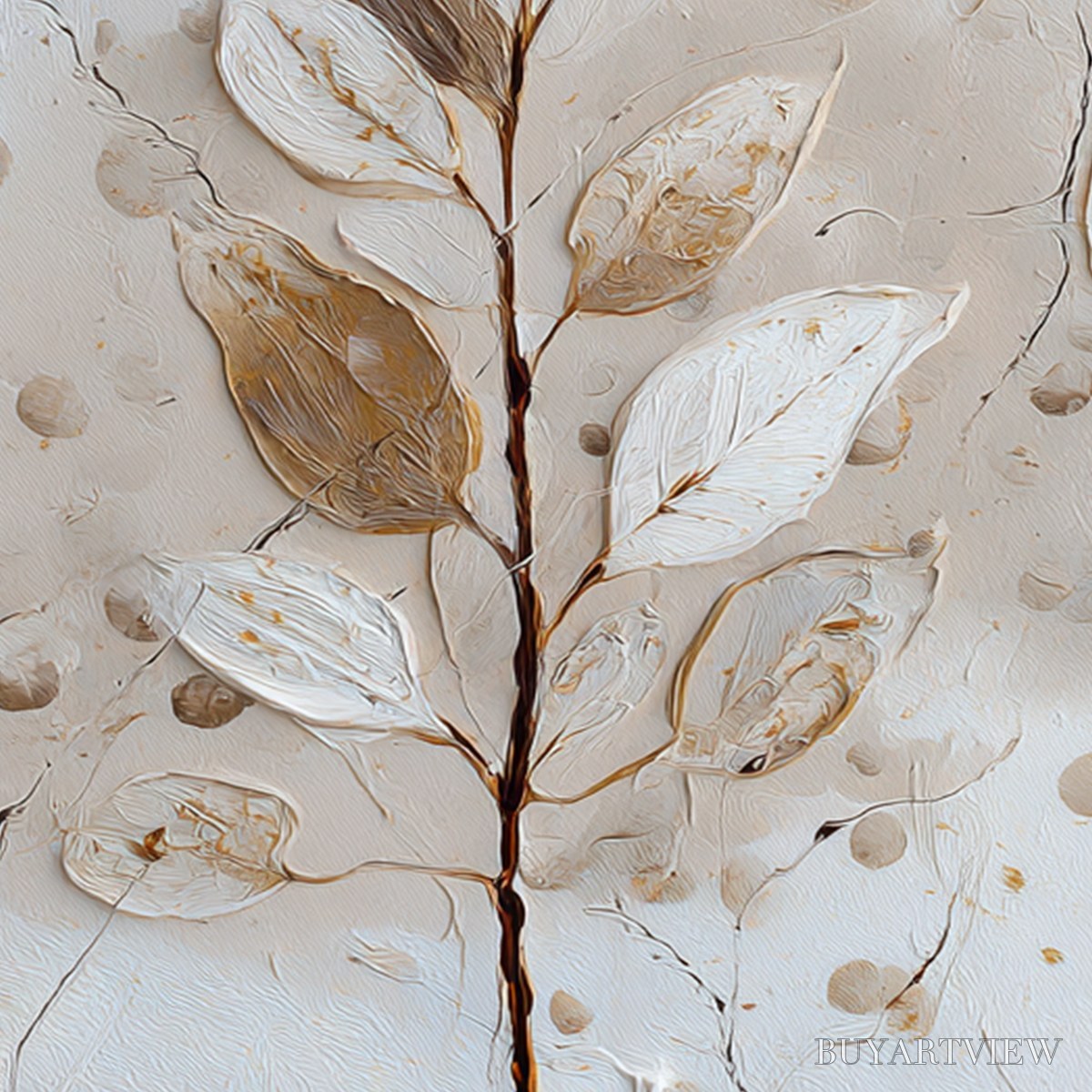 BUYARTVIEW Earthen Sprig – Textured Wabi Sabi Botanical - image 3
