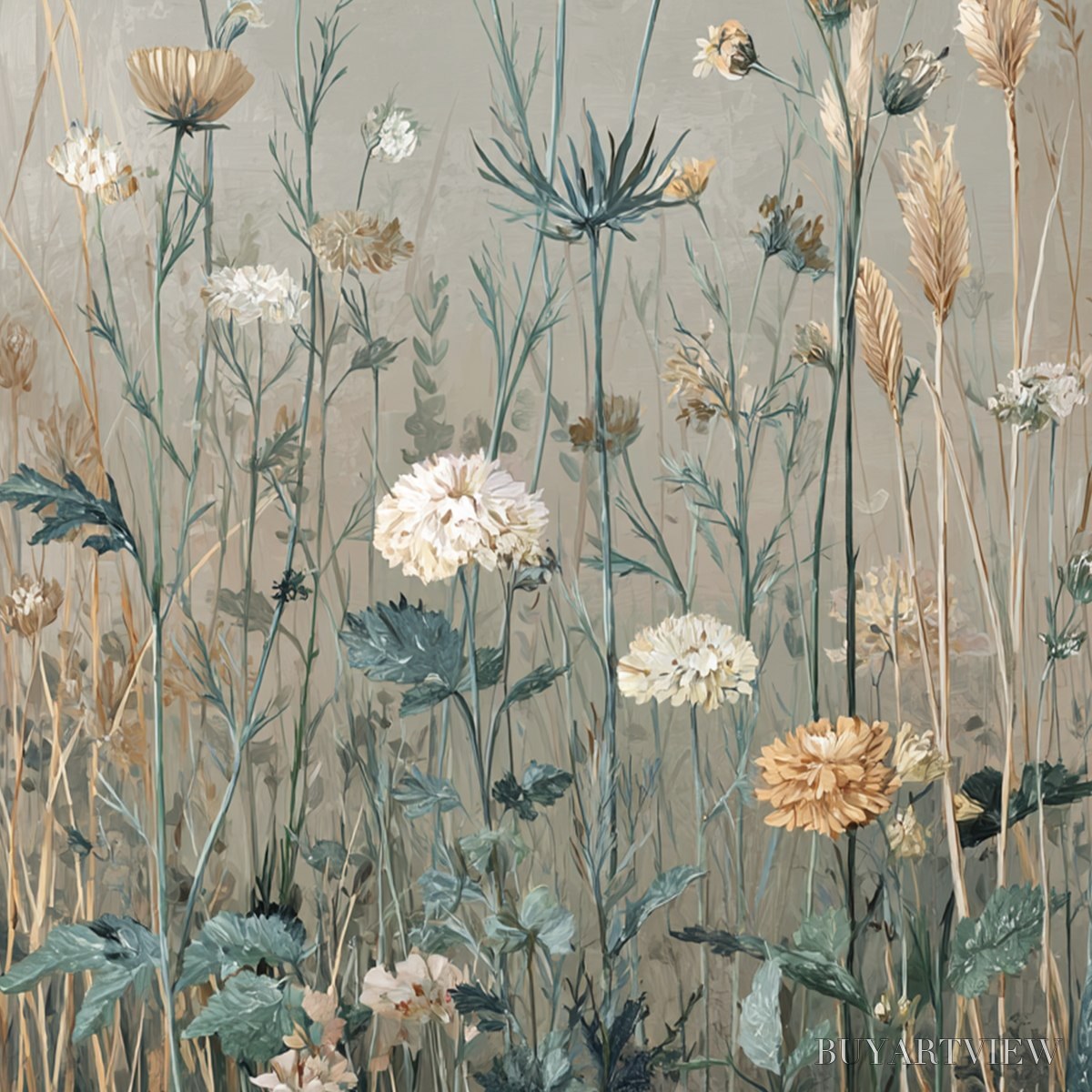 BUYARTVIEW Whispering Meadow – Vintage Botanical Wildflower Painting - image 3