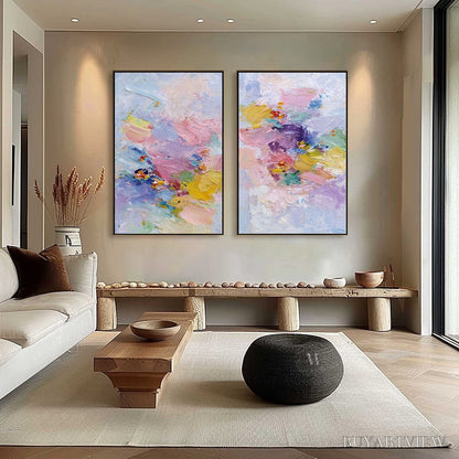 BUYARTVIEW Garden Reverie – Colorful Abstract Floral Impasto Painting Set of 2 - image 4