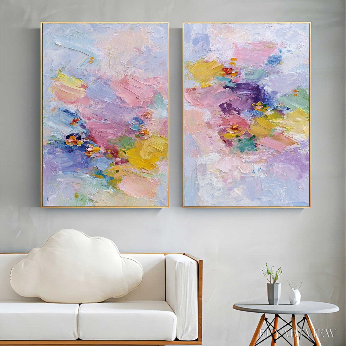 BUYARTVIEW Garden Reverie – Colorful Abstract Floral Impasto Painting Set of 2 - image 6