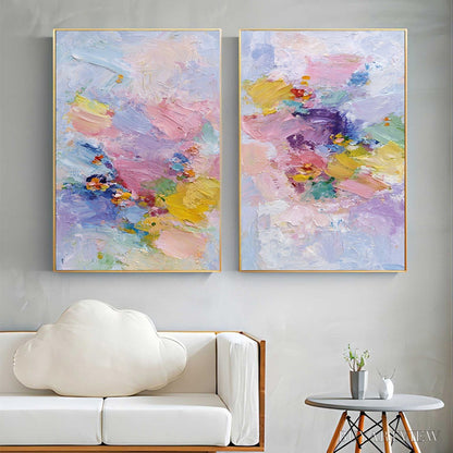 BUYARTVIEW Garden Reverie – Colorful Abstract Floral Impasto Painting Set of 2 - image 6