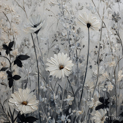 BUYARTVIEW Whispers in the Meadow – Textured Neutral Floral Meadow Painting - image 3