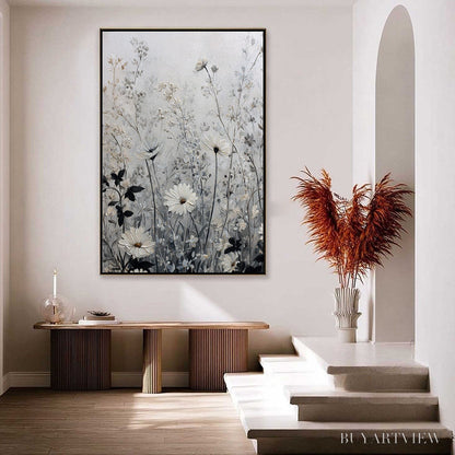 BUYARTVIEW Whispers in the Meadow – Textured Neutral Floral Meadow Painting - image 4