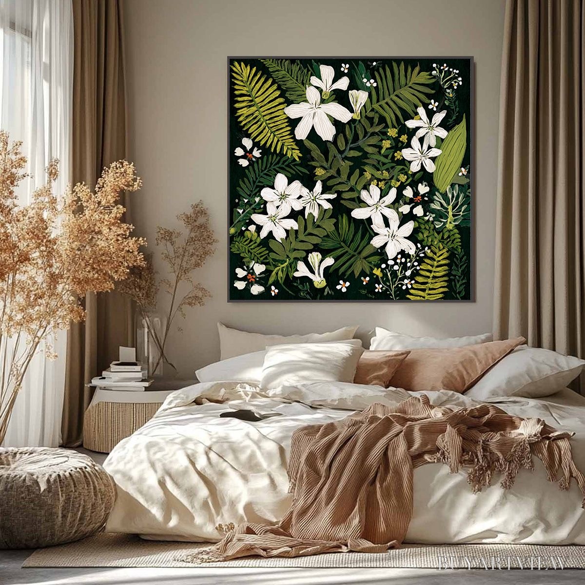 BUYARTVIEW Midnight Garden – Dark Botanical Floral Painting - image 2