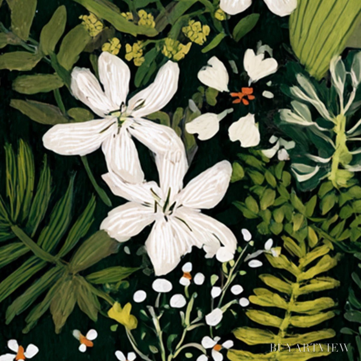 BUYARTVIEW Midnight Garden – Dark Botanical Floral Painting - image 3